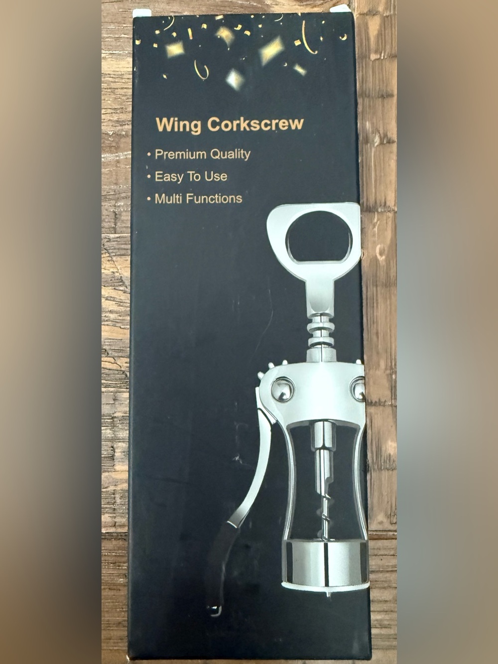 Wing Corkscrew - Silver and Black Winged Bottle Opener